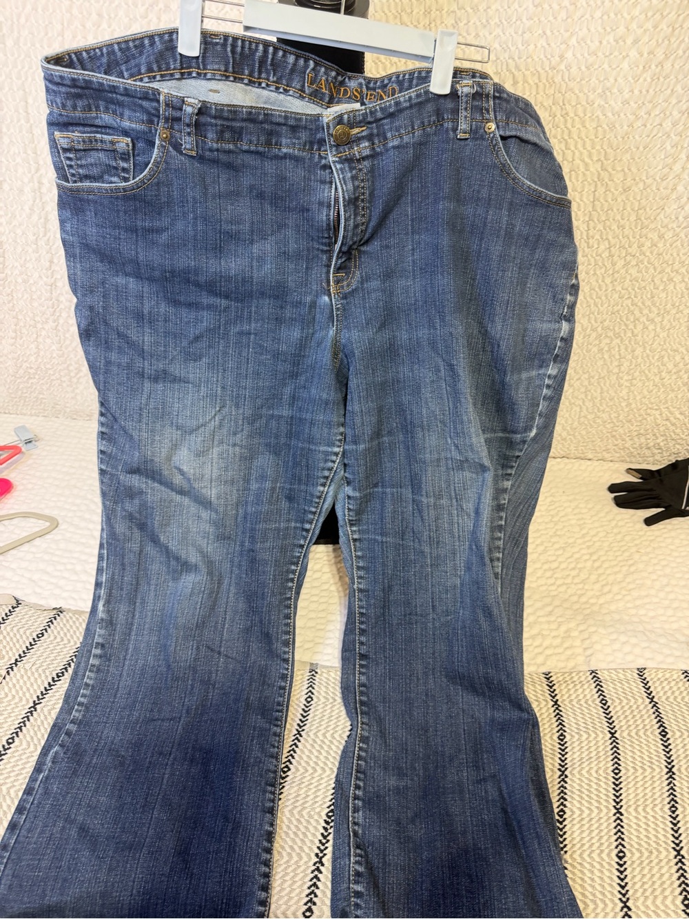 Lands' End Women's Mid Blue Wide Leg Jeans